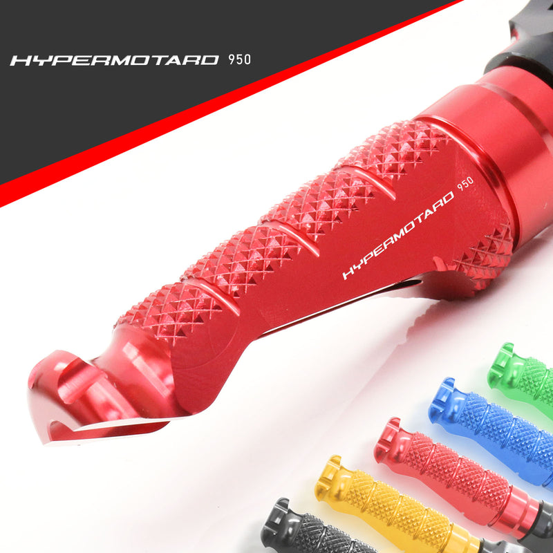 Ducati Hypermotard 950 engraved front rider Red Foot Pegs