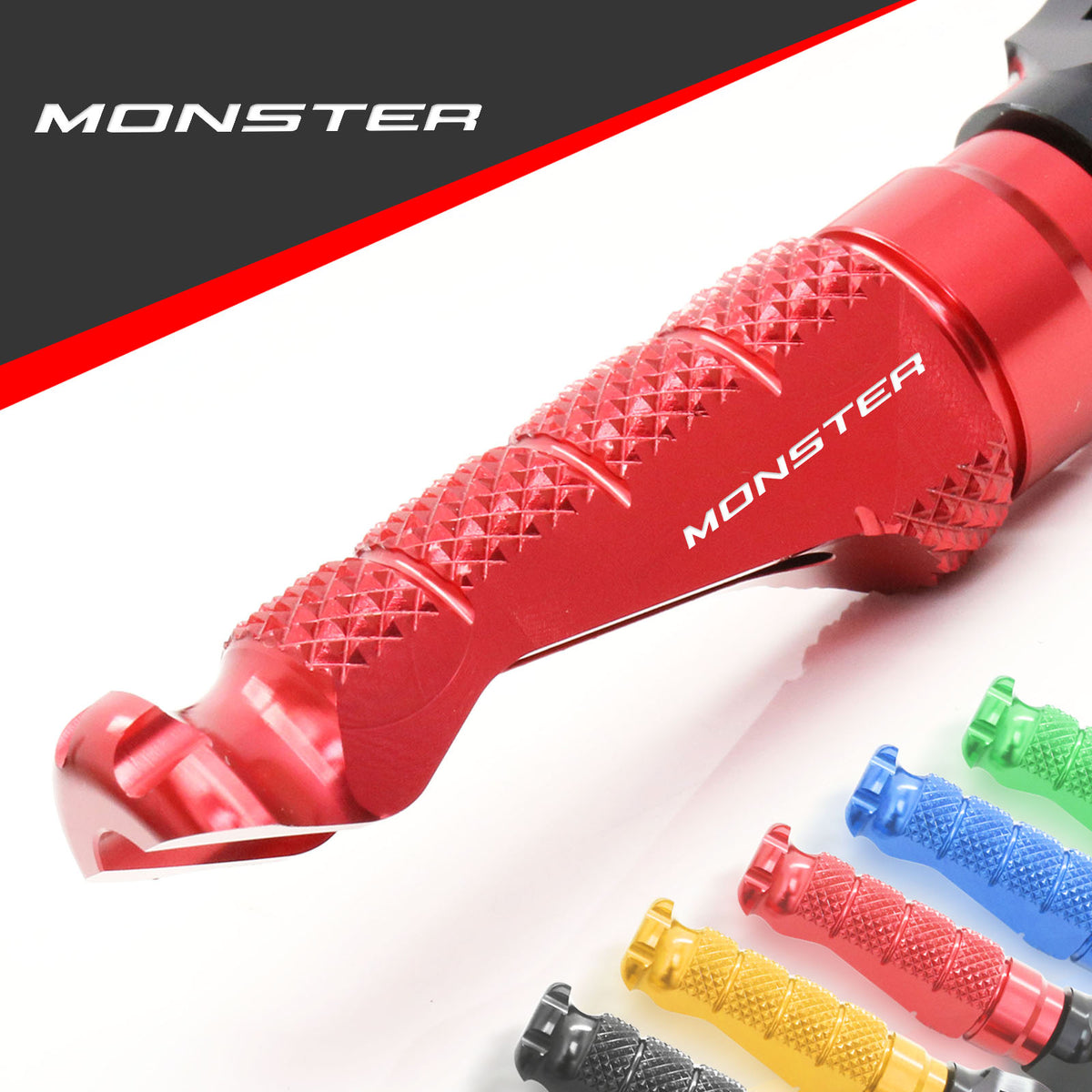 Ducati Monster 600 797 engraved front rider Red Foot Pegs