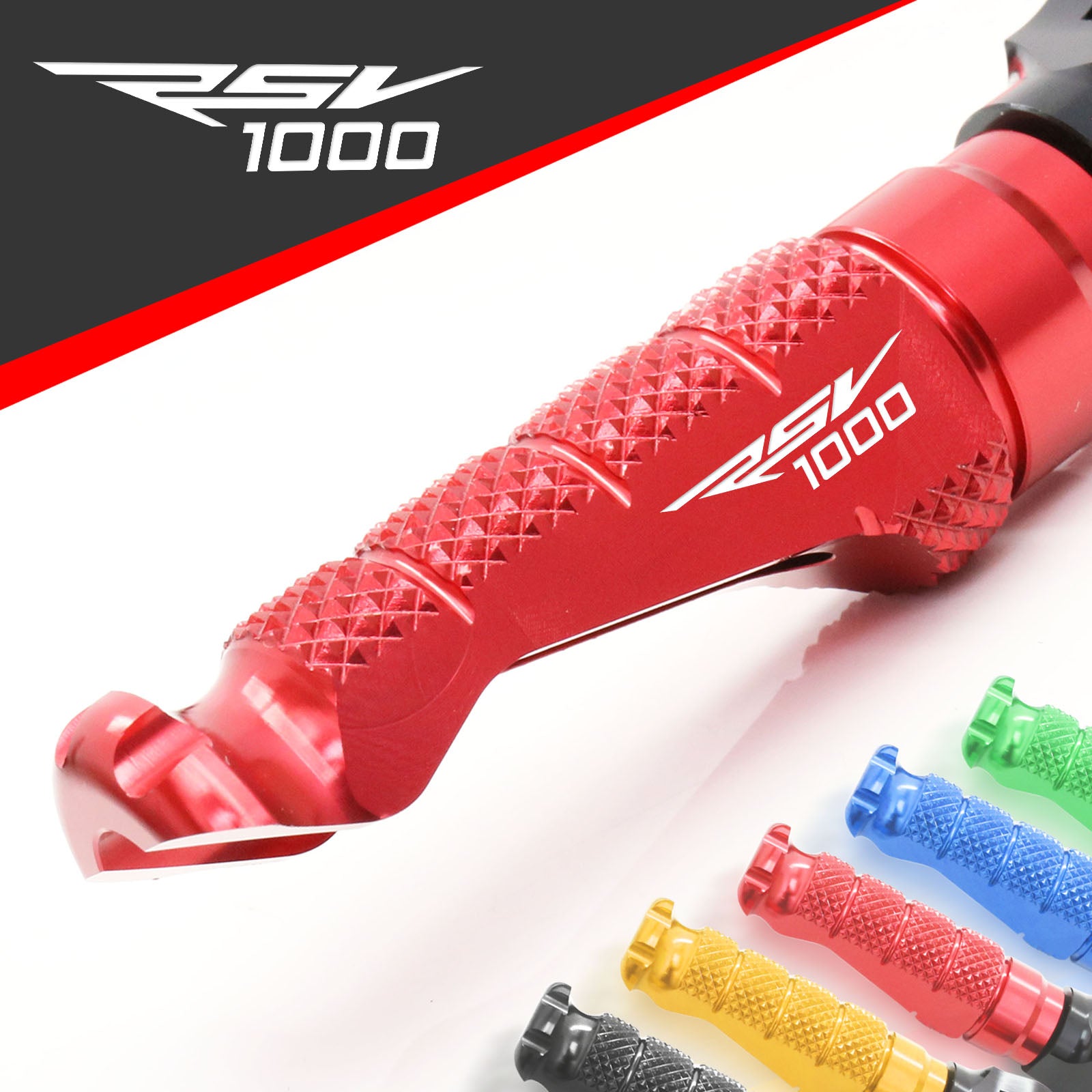 Aprilia RSV1000 engraved front rider Red Foot Pegs