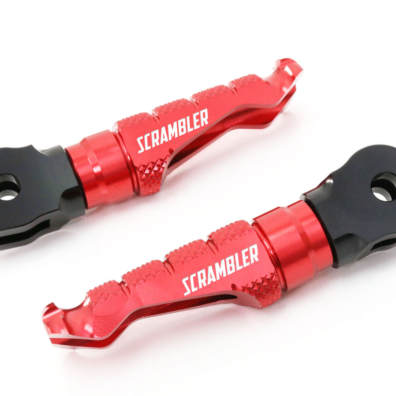 Ducati Scrambler engraved front rider Red Foot Pegs