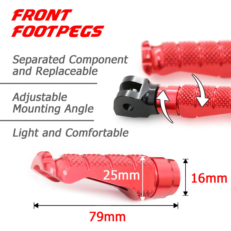 Yamaha YZF R1 R1M R1S engraved front rider Red Foot Pegs
