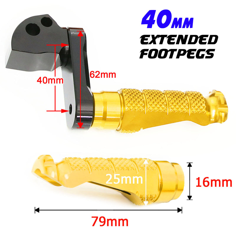 Fits Harley Davidson Sportster 883 Iron Dyna 40mm Adjustable Rear R-FIGHT Gold Foot Pegs