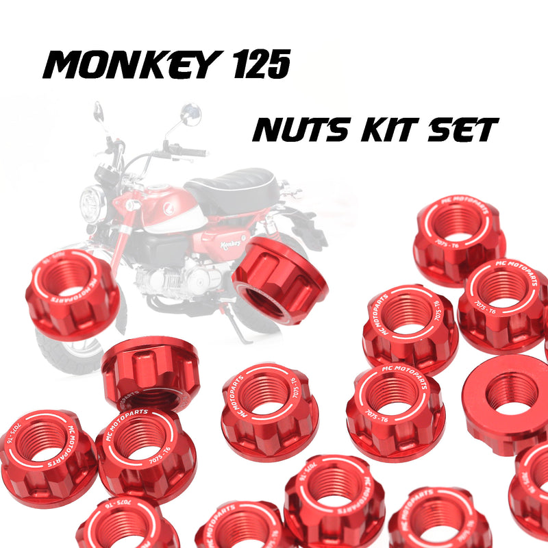Fits Honda Monkey 125 Z125M 2018-2020 Billet Nuts Kit Set For Axle Sprocket Shock Nut