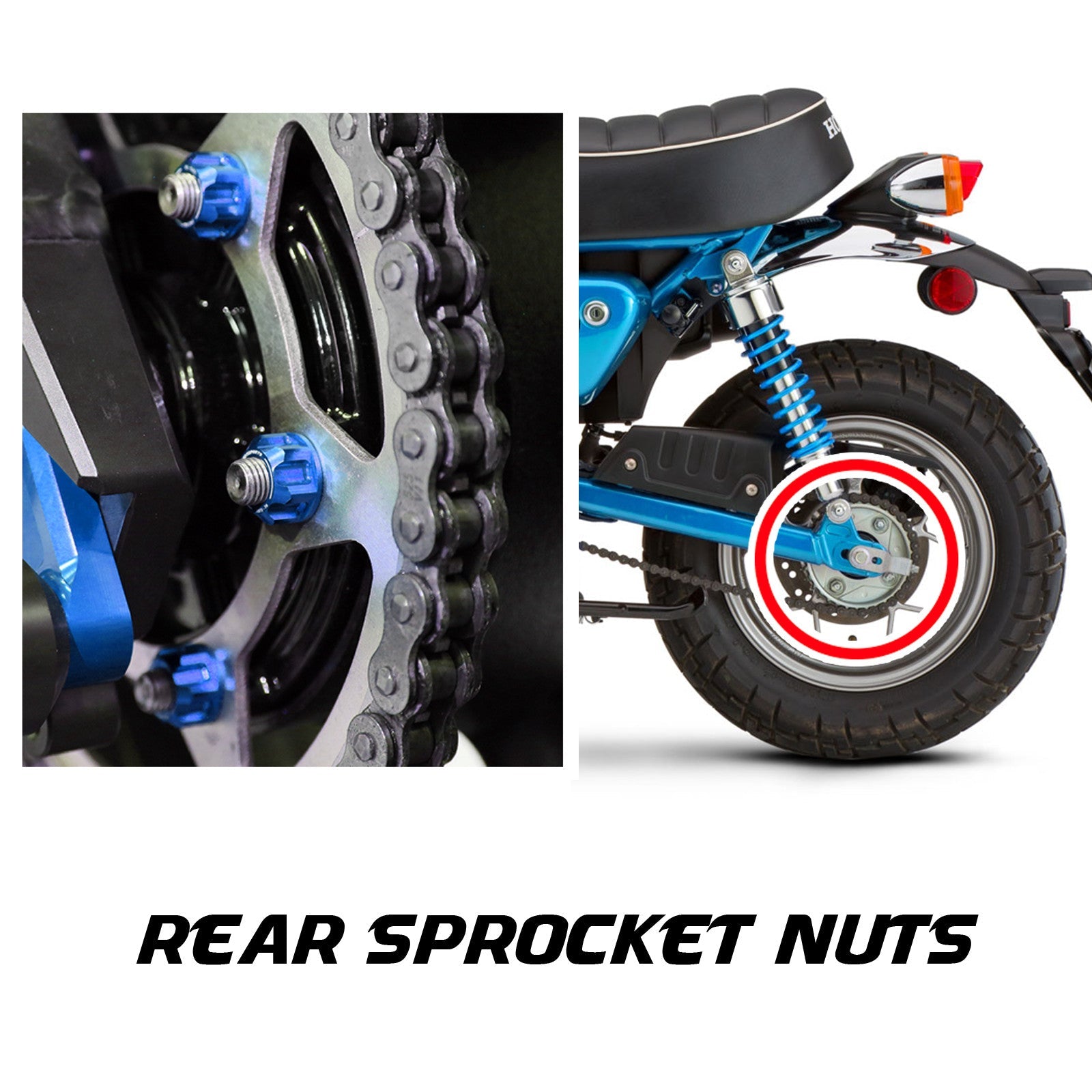 mc motoparts honda monkey rear sprocket nut & other nut kit set