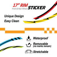 12 pcs White Check 17'' Wheel Front & Rear Rim Skin Sticker Set - MC Motoparts