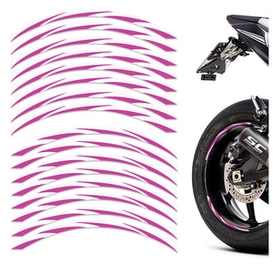 12 pcs White Strip 17'' Wheel Front & Rear Rim Skin Sticker Set - MC Motoparts