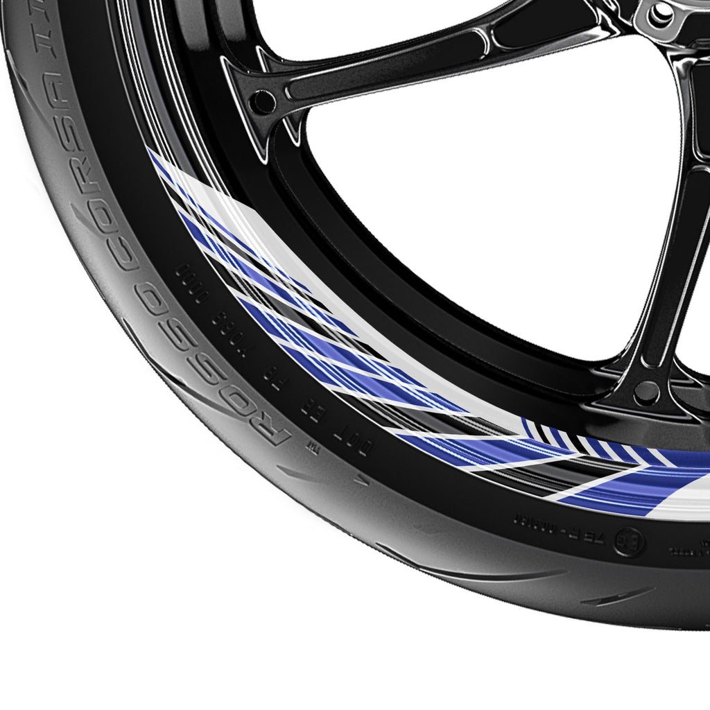 Awning Stripe Pattern 17'' Wheel Front & Rear Removable Rim Sticker Set - MC Motoparts