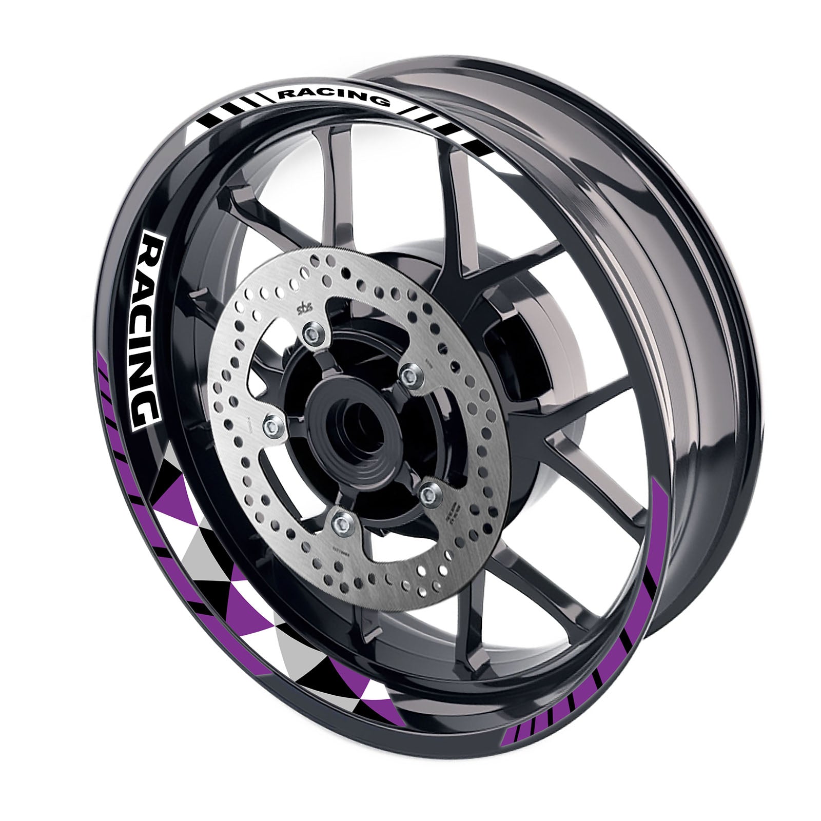 Purple Motorcycle Front & Rear Wheel Rim Sticker Racing Geometric
