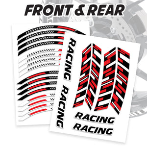 Red Motorcycle Front & Rear Wheel Rim Sticker Racing Piano