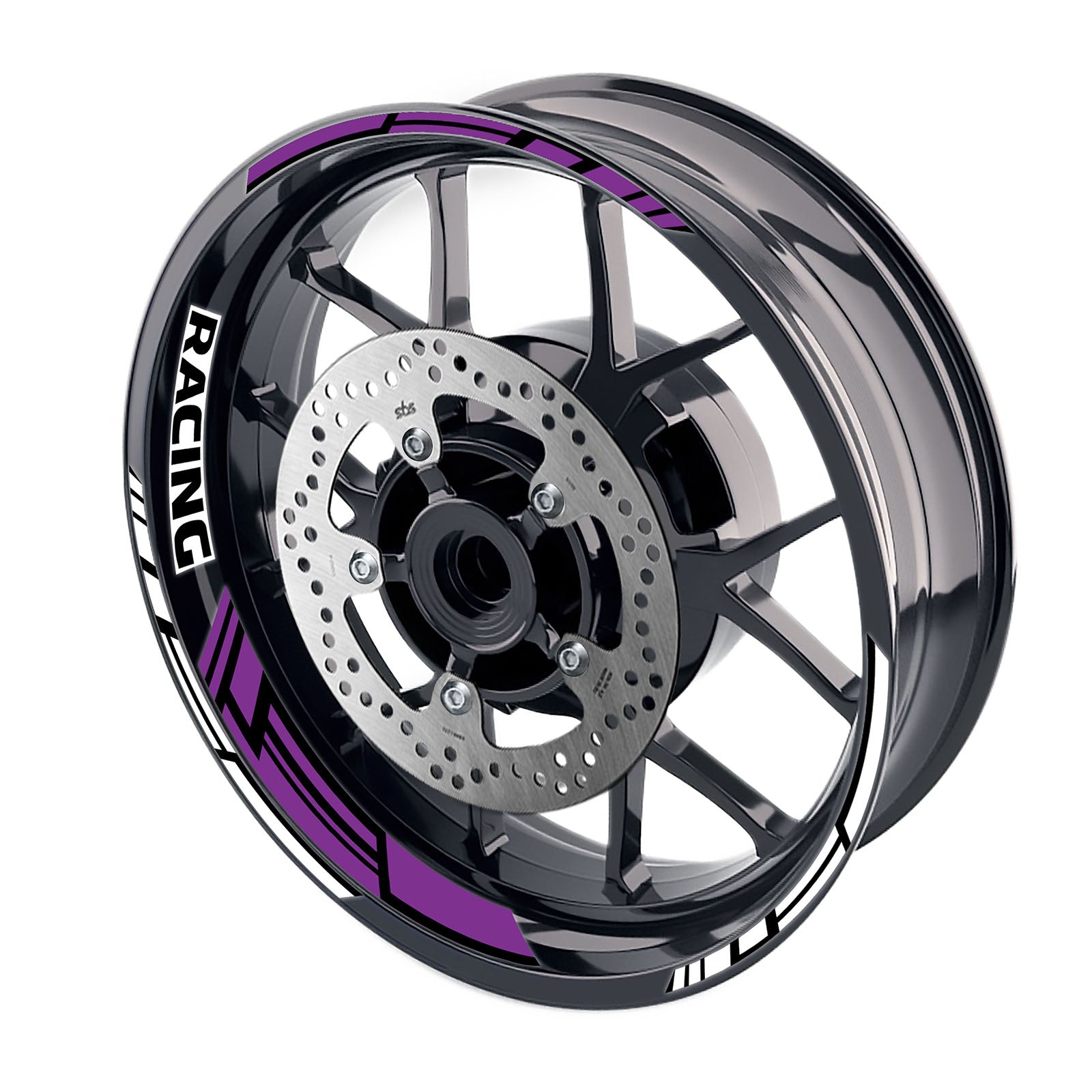 Purple Motorcycle Front & Rear Wheel Rim Sticker Racing Lining