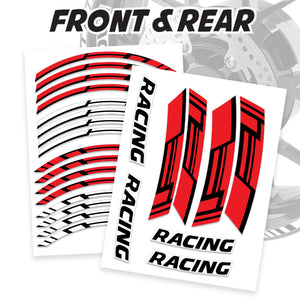Red Motorcycle Front & Rear Wheel Rim Sticker Racing Lining