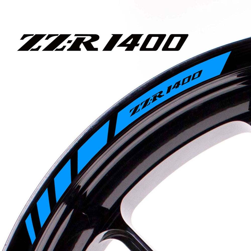 Fit Kawasaki ZZR1400 Logo Stripes Wheel Rim Edge Sticker - MC Motoparts