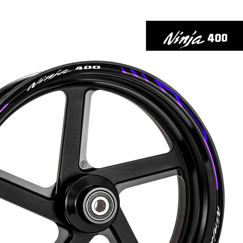 Fit KAWASAKI NINJA 400 Logo Stripes Wheel Rim Skin Sticker - MC Motoparts