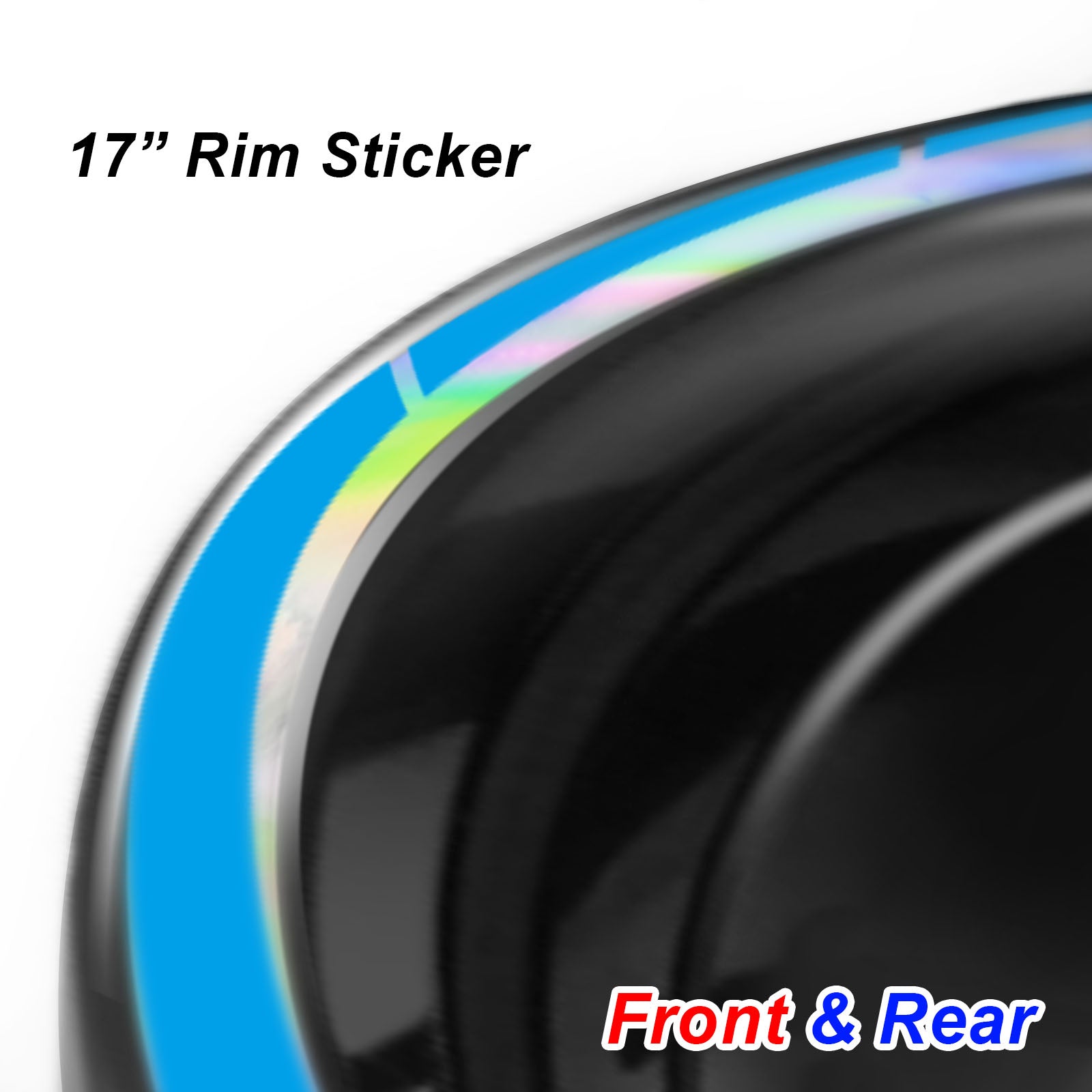 Fits 17'' Rim Silver Holographic Wheel Stickers J03 Rim Skin Decal Strip