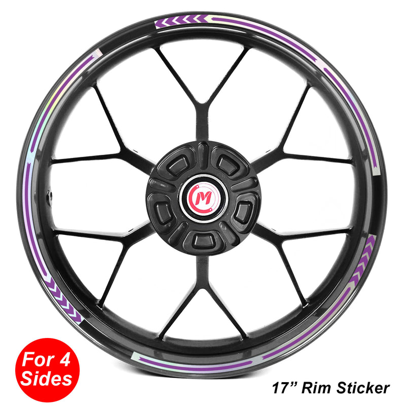 Fits 17'' Rim Rainbow Holographic Wheel Stickers J04 Rim Skin Decal Strip