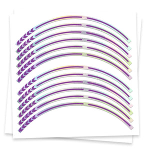 Purple Rainbow Holographic Wheel Stickers J04 Rim Skin Decal Strip