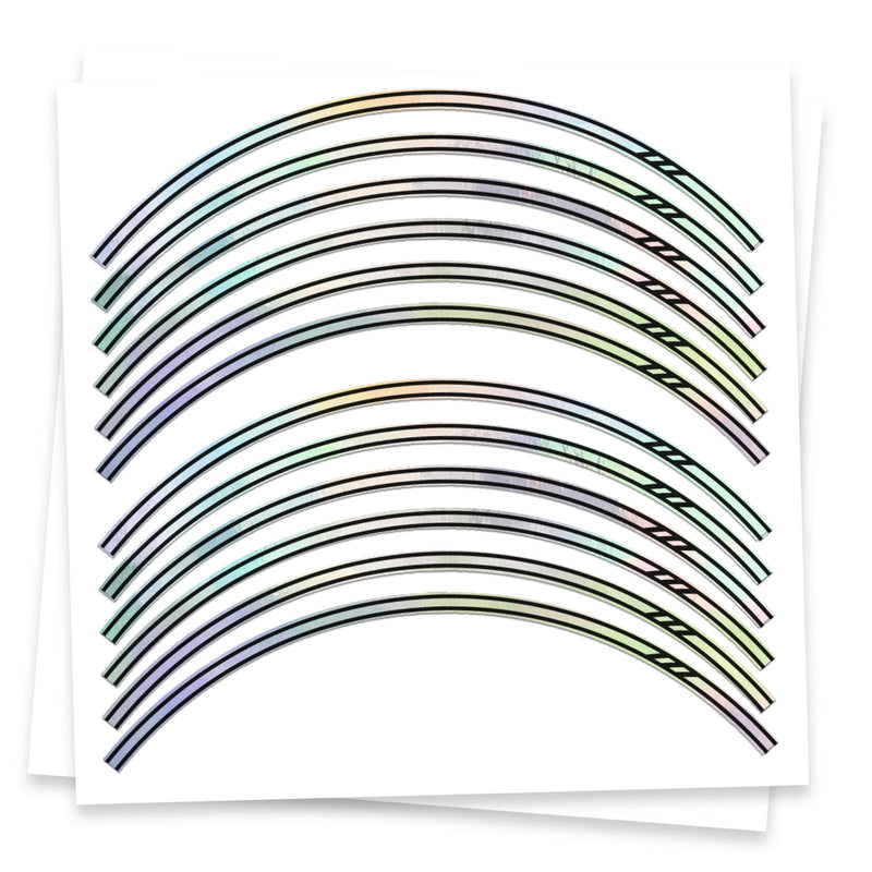 Fits 17'' Rim Rainbow Holographic Wheel Stickers J07 Rim Skin Decal Strip