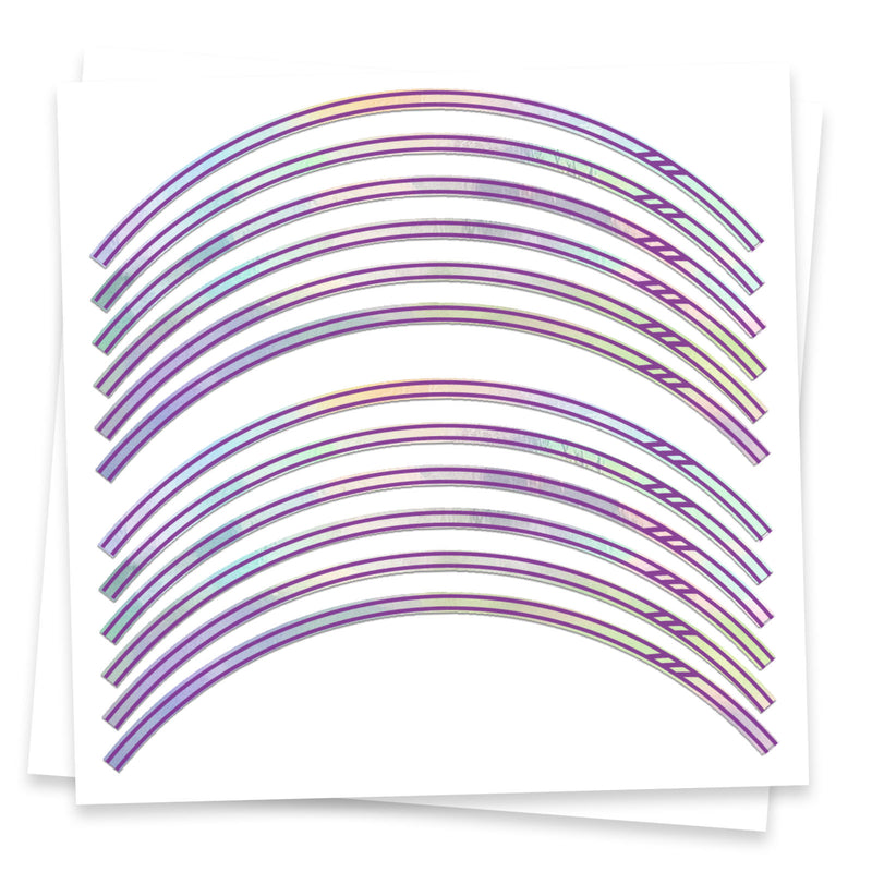 Purple Rainbow Holographic Wheel Stickers J07 Rim Skin Decal Strip