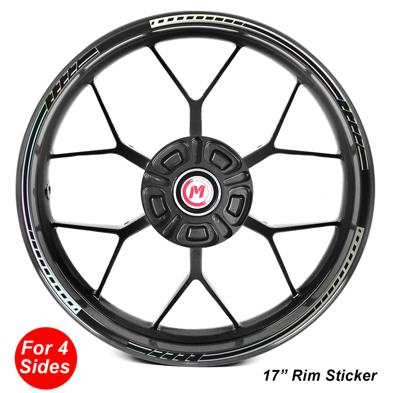 Fits 17'' Rim Chrome Holographic Wheel Stickers J08 Rim Skin Decal Strip