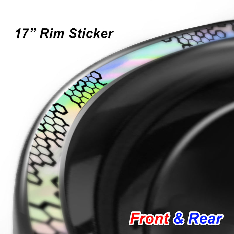 Fits 17'' Rim Rainbow Holographic Wheel Stickers J15 Rim Skin Decal Strip