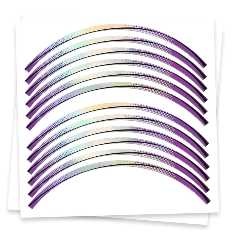 Purple Rainbow Holographic Wheel Stickers J18 Rim Skin Decal Strip