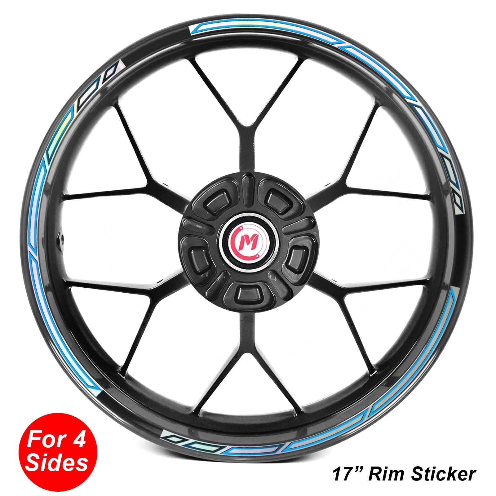 Fits 17'' Rim Silver Holographic Wheel Stickers J19 Rim Skin Decal Strip
