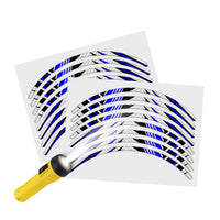 Reflective Strip Designer Blue Pattern For 17'' Wheel Rim Skin Decal Set SH01