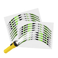Reflective Strip Designer Green Pattern For 17'' Wheel Rim Skin Decal Set SH01
