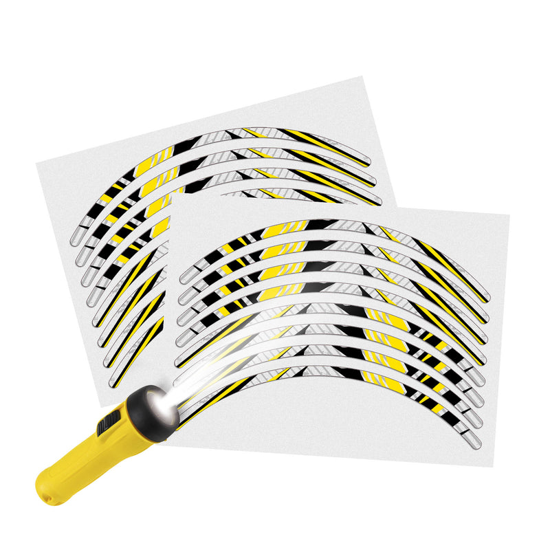Reflective Strip Designer Yellow Pattern For 17'' Wheel Rim Skin Decal Set SH01