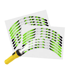 Reflective Strip Designer Green Pattern For 17'' Wheel Rim Skin Decal Set SH02