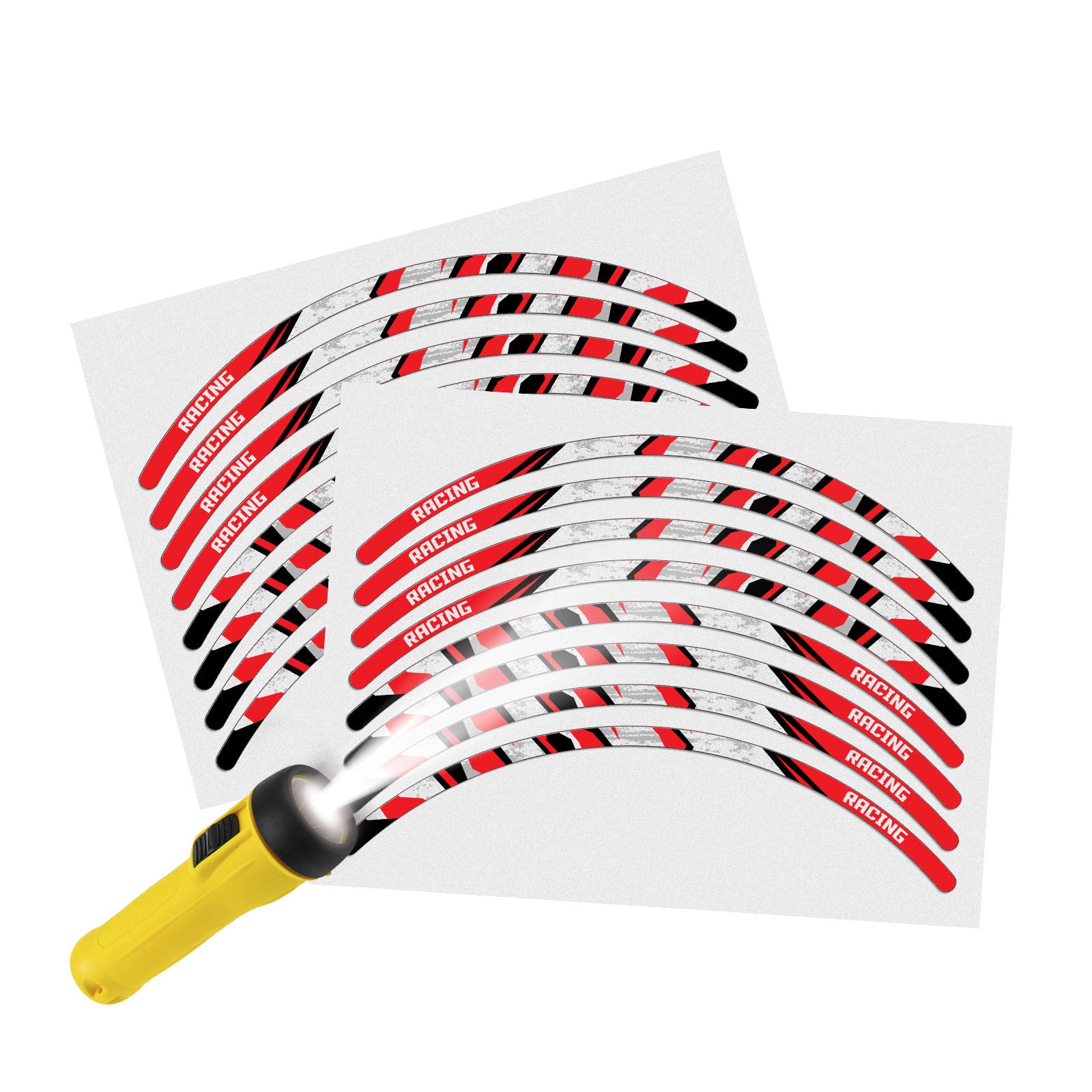 Reflective Strip Designer Red Pattern For 17'' Wheel Rim Skin Decal Set SH02