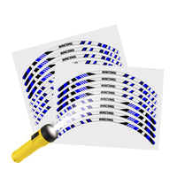 Reflective Strip Designer Blue Pattern For 17'' Wheel Rim Skin Decal Set SH03