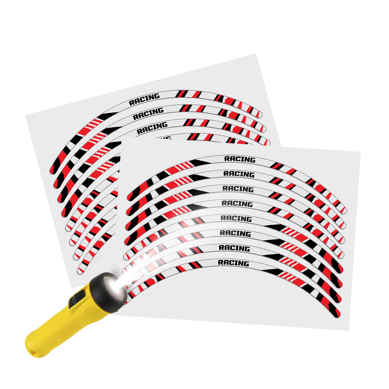 Reflective Strip Designer Red Pattern For 17'' Wheel Rim Skin Decal Set SH03