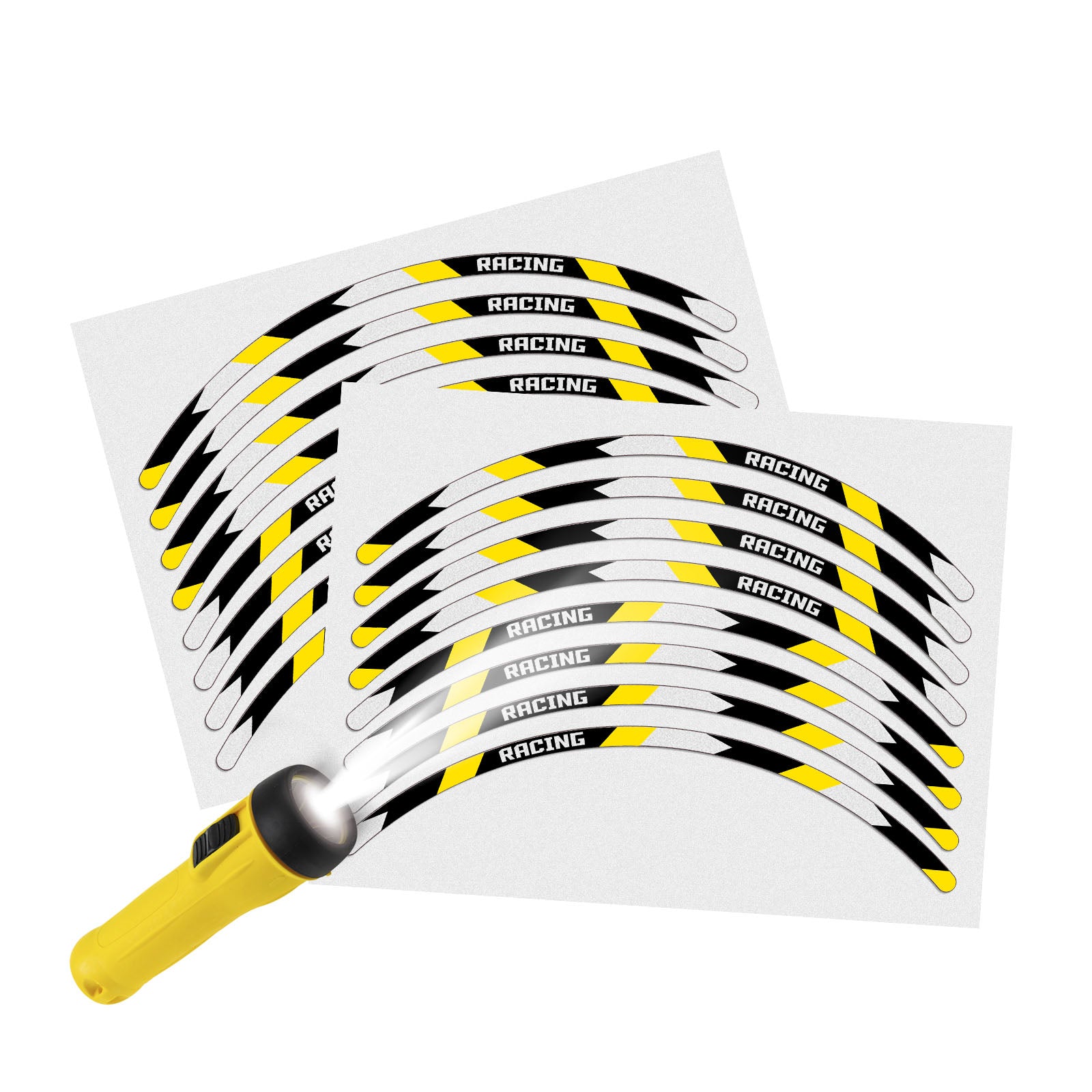 Reflective Strip Designer Yellow Pattern For 17'' Wheel Rim Skin Decal Set SH04