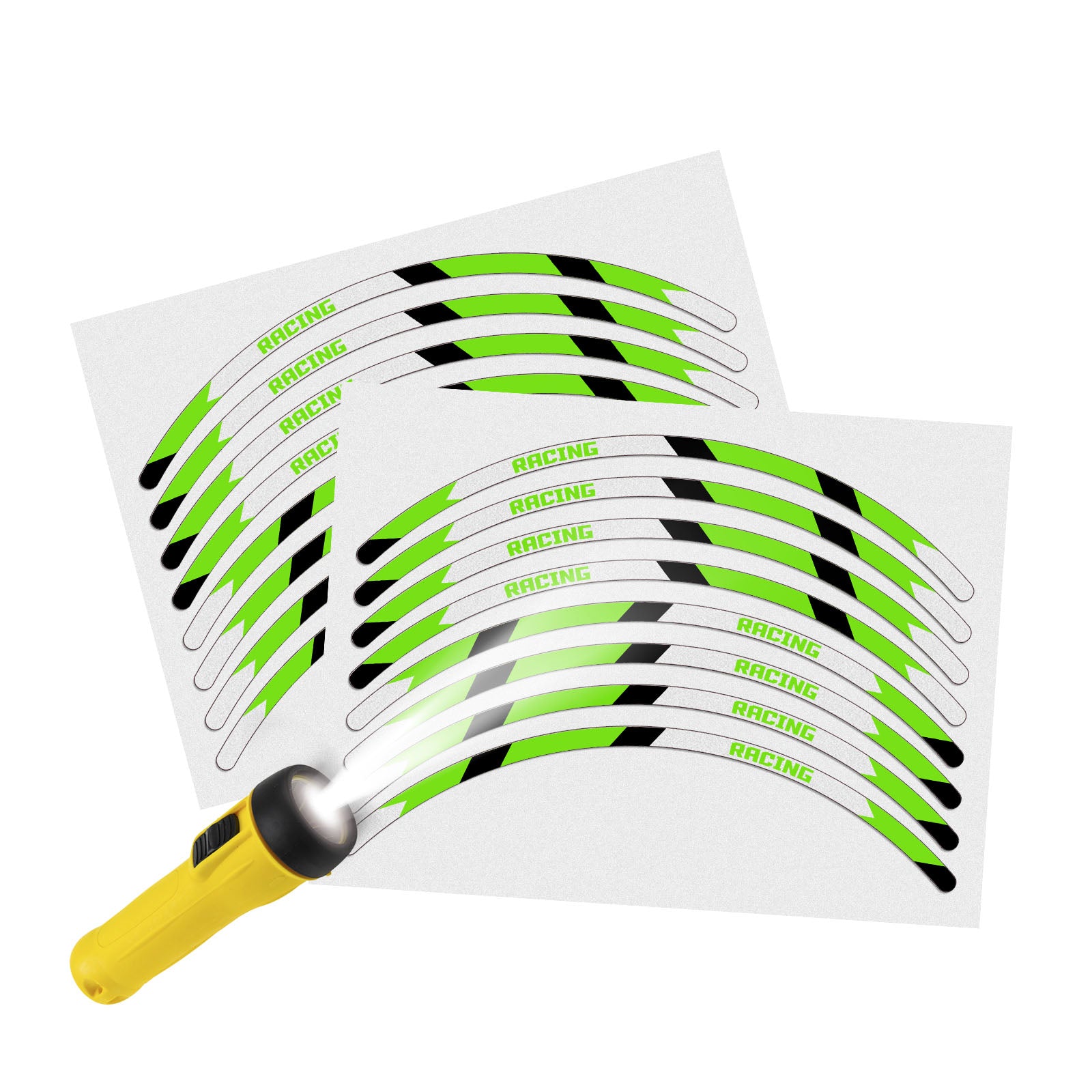 Reflective Strip Designer Green Pattern For 17'' Wheel Rim Skin Decal Set SH05