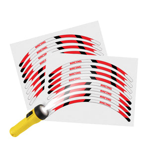 Reflective Strip Designer Red Pattern For 17'' Wheel Rim Skin Decal Set SH05
