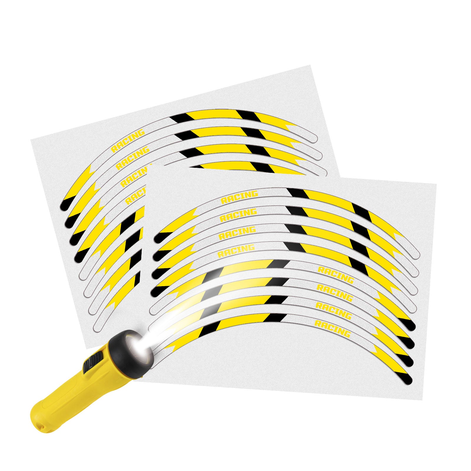 Reflective Strip Designer Yellow Pattern For 17'' Wheel Rim Skin Decal Set SH05