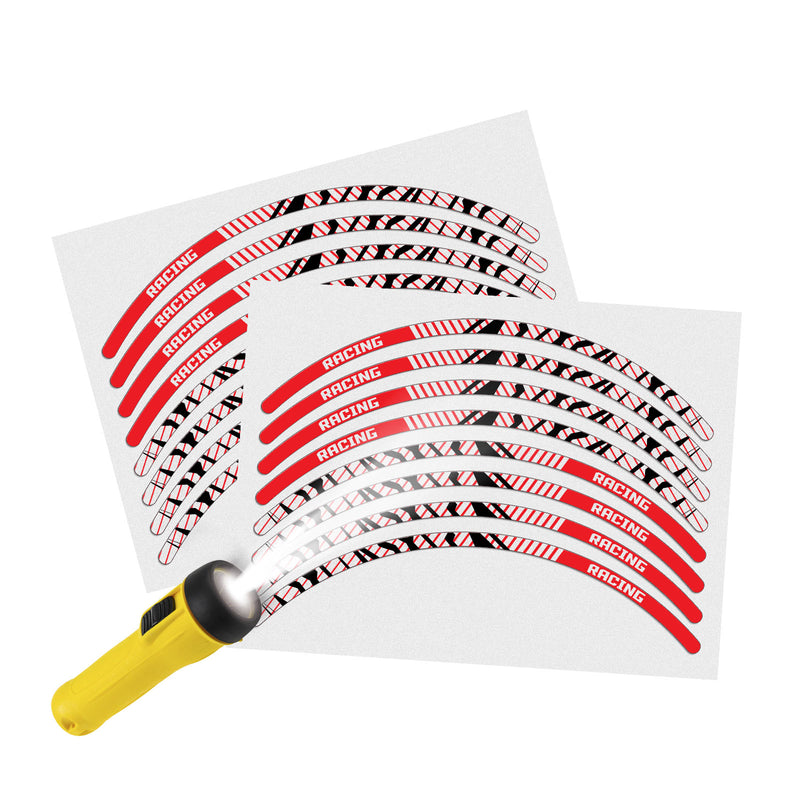 Reflective Strip Designer Red Pattern For 17'' Wheel Rim Skin Decal Set SH07
