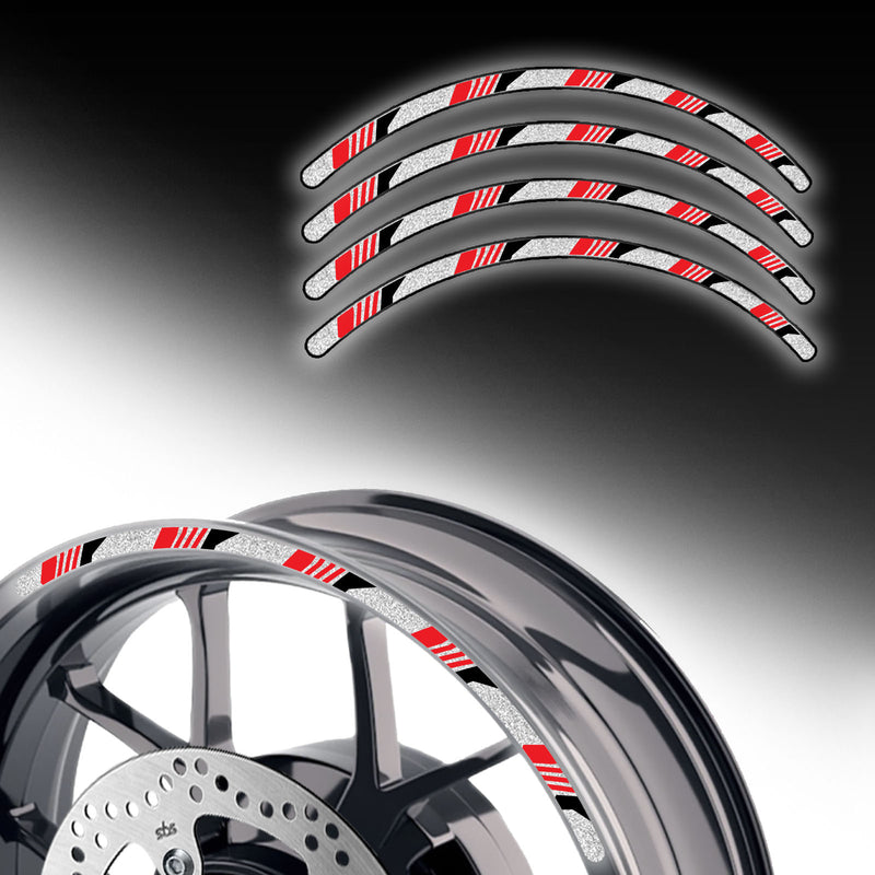 Reflective Strip Designer Pattern For 17'' Wheel Rim Skin Decal Set SH08 - MC Motoparts