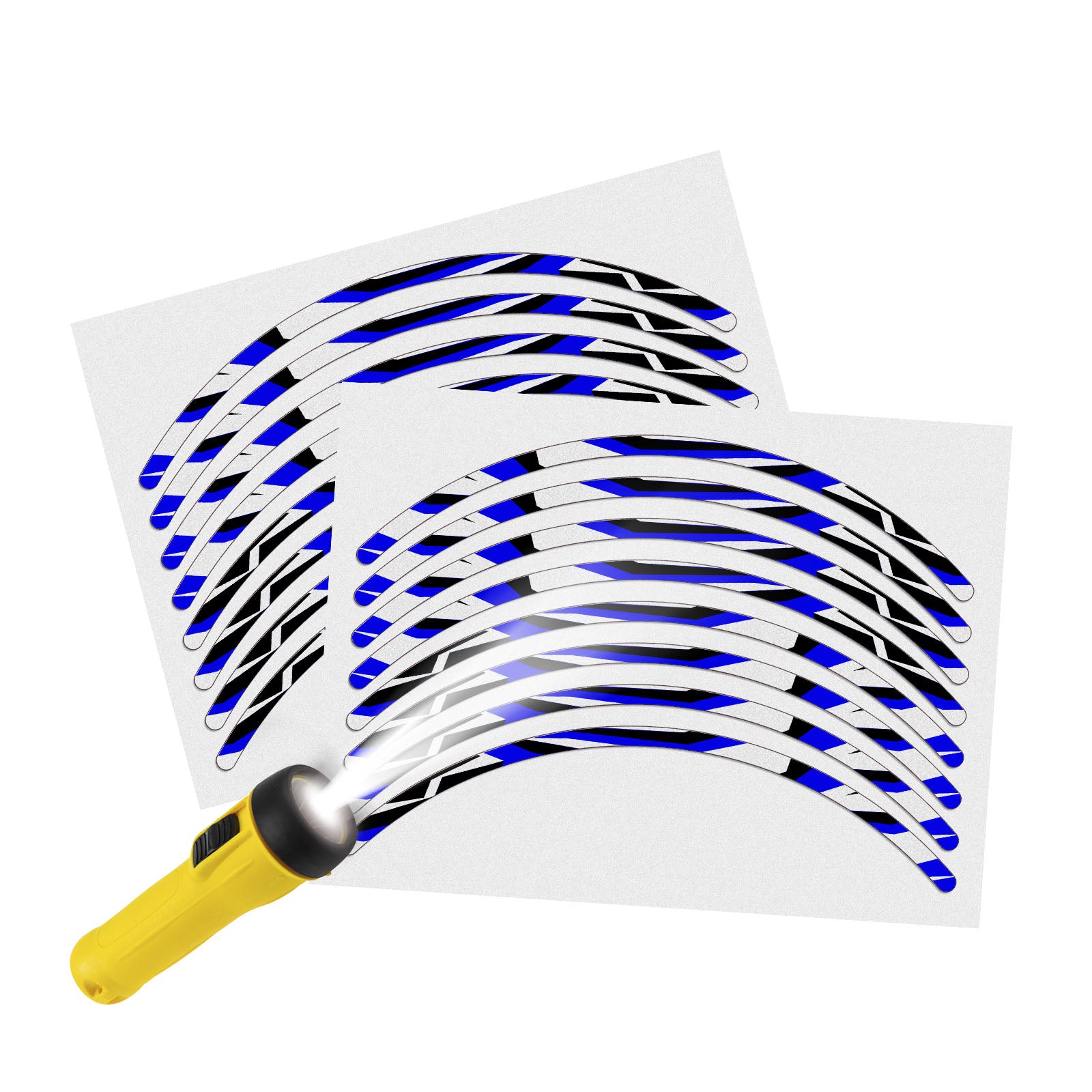 Reflective Strip Designer Blue Pattern For 17'' Wheel Rim Skin Decal Set SH09