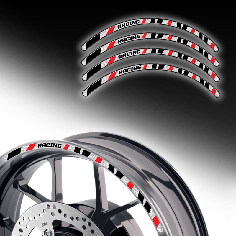 Reflective Strip Designer Pattern For 17'' Wheel Rim Skin Decal Set SH10 - MC Motoparts