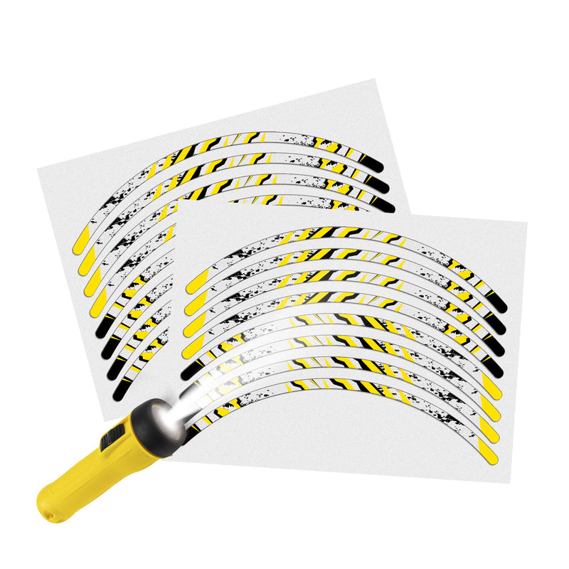 Reflective Strip Designer Yellow Pattern For 17'' Wheel Rim Skin Decal Set SH11