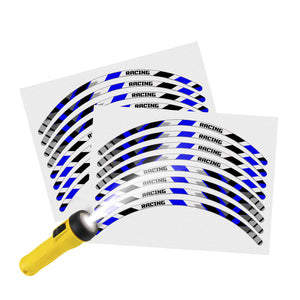 Reflective Strip Designer Blue Pattern For 17'' Wheel Rim Skin Decal Set SH13