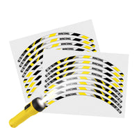 Reflective Strip Designer Yellow Pattern For 17'' Wheel Rim Skin Decal Set SH13