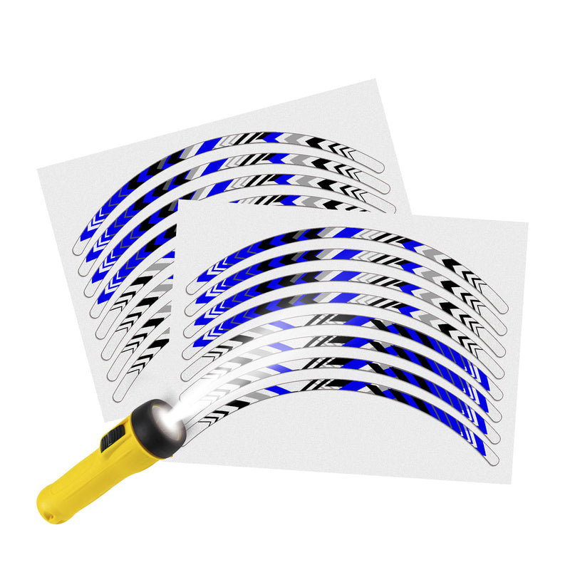 Reflective Strip Designer Blue Pattern For 17'' Wheel Rim Skin Decal Set SH14