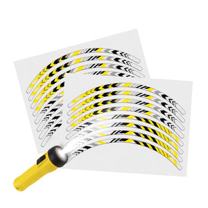 Reflective Strip Designer Yellow Pattern For 17'' Wheel Rim Skin Decal Set SH14