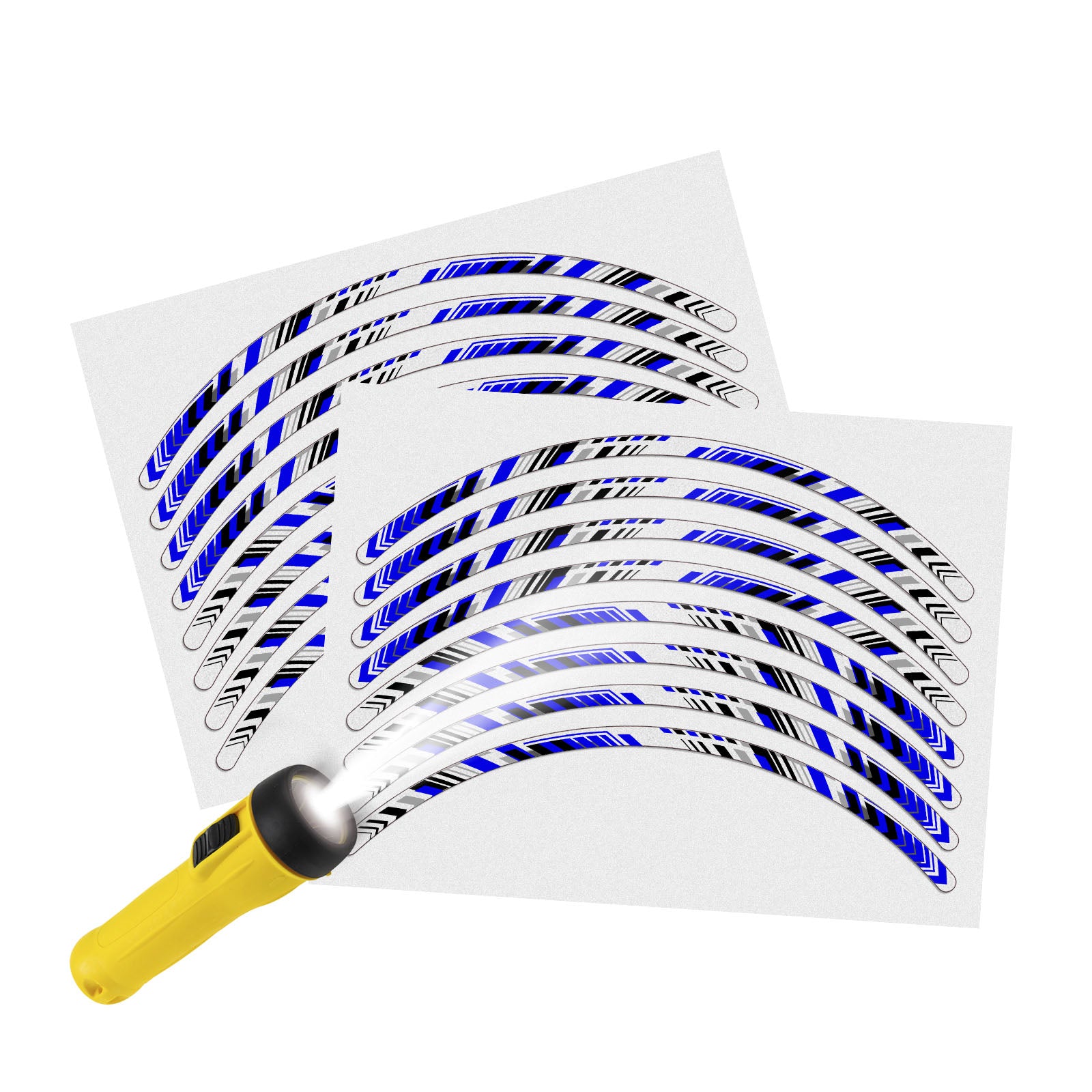 Reflective Strip Designer Blue Pattern For 17'' Wheel Rim Skin Decal Set SH15