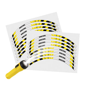 Reflective Strip Designer Yellow Pattern For 17'' Wheel Rim Skin Decal Set SH19
