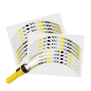 Reflective Strip Designer Yellow Pattern For 17'' Wheel Rim Skin Decal Set SH20