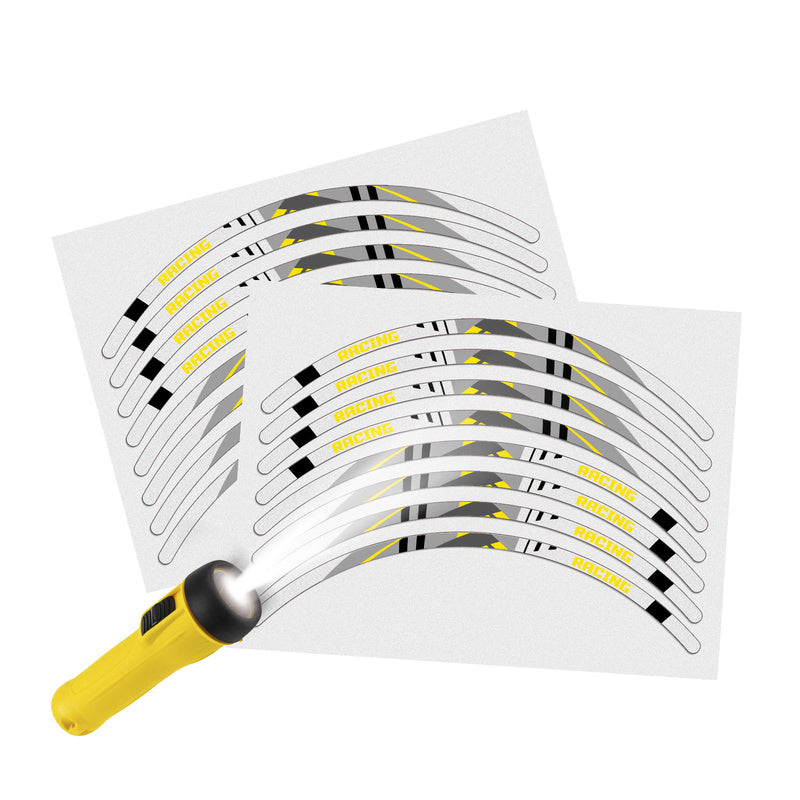 Reflective Strip Designer Yellow Pattern For 17'' Wheel Rim Skin Decal Set SH21